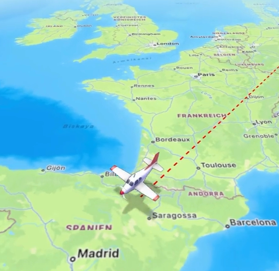 Karte mit Flugzeug